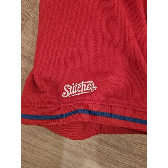 Stitches Embroidered Chicago Cubs Baseball Jersey Shirt XL Blue Red Pullover MLB - Picture 4 of 9